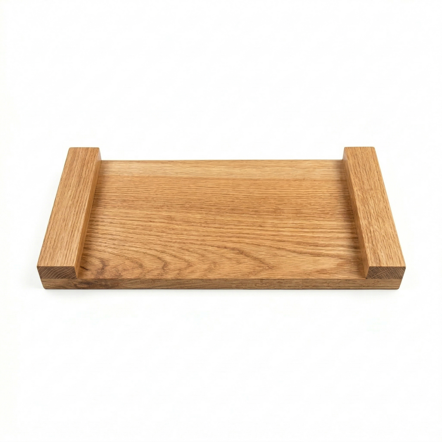 Solid Red Oak Serving Tray for Coffee & Tea | 12-15” Length, 9-12” Usable Width | Easy-Grip Handles