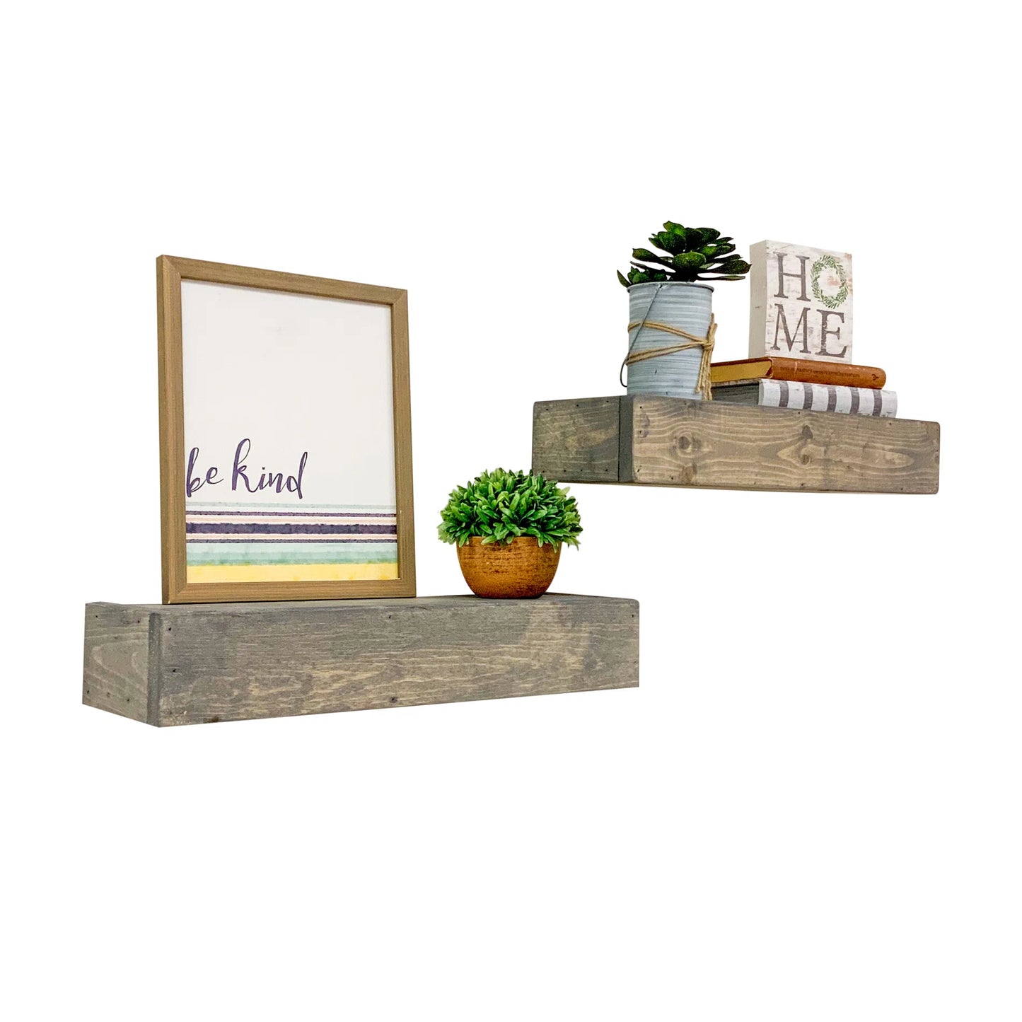 Wood Floating Box Shelves, Set of 2