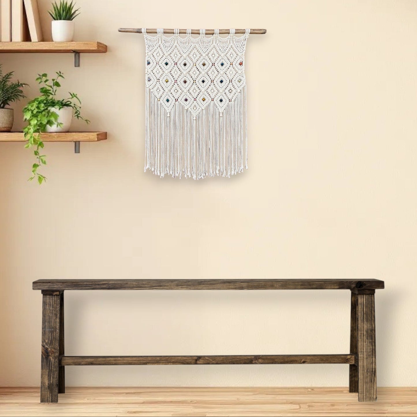 Simple Pine Bench Dark Brown