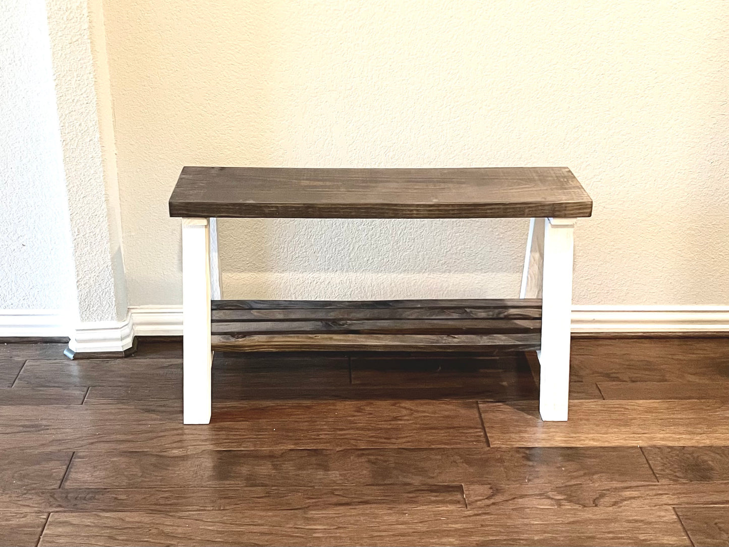 Solid Pine Wood Contemporary Shelf Storage Entryway Bench