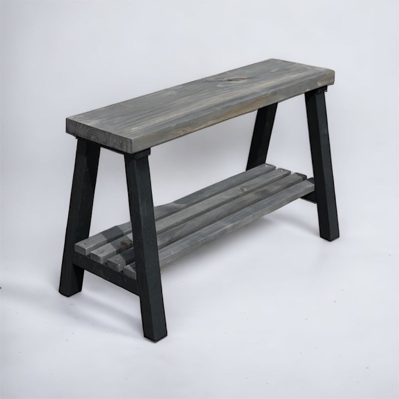 Solid Pine Wood Contemporary Shelf Storage Entryway Bench