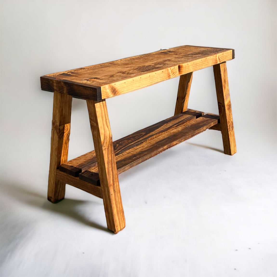 Farmhouse Olive Branch Solid Pine Wood Entry Bench: Handcrafted Rustic Entryway Seating – Solid Pine Wood Farmhouse Bench