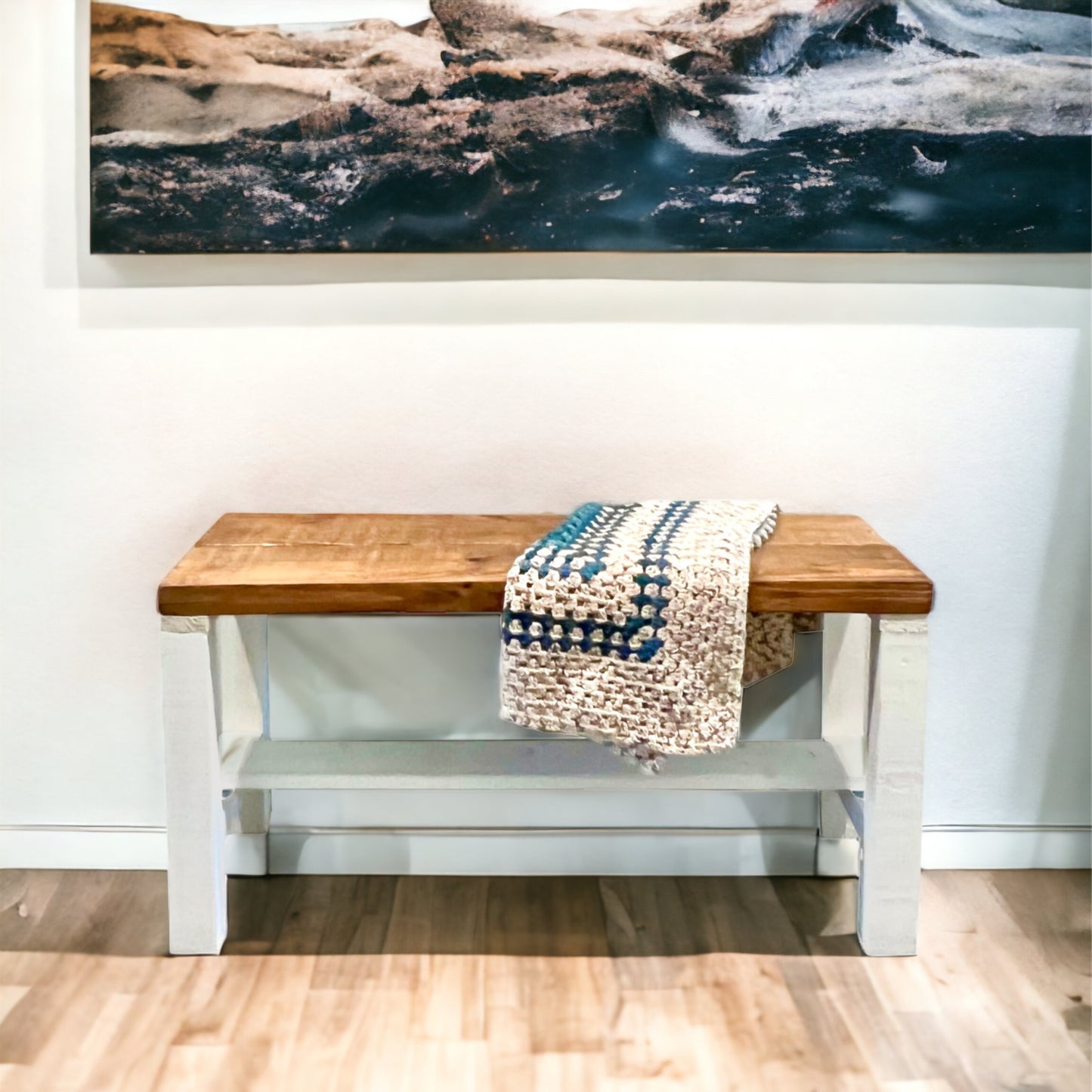 Rustic Bella Real Solid Wood Entryway Accent Bench