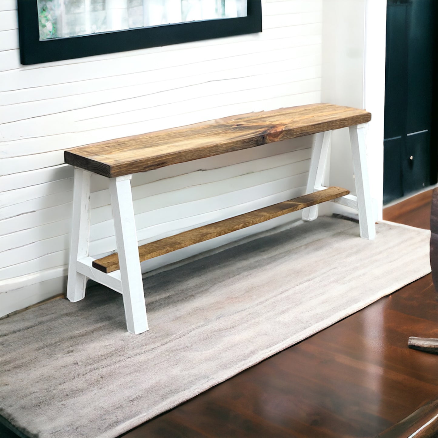 Simple Farmhouse Solid Wood Entry Bench