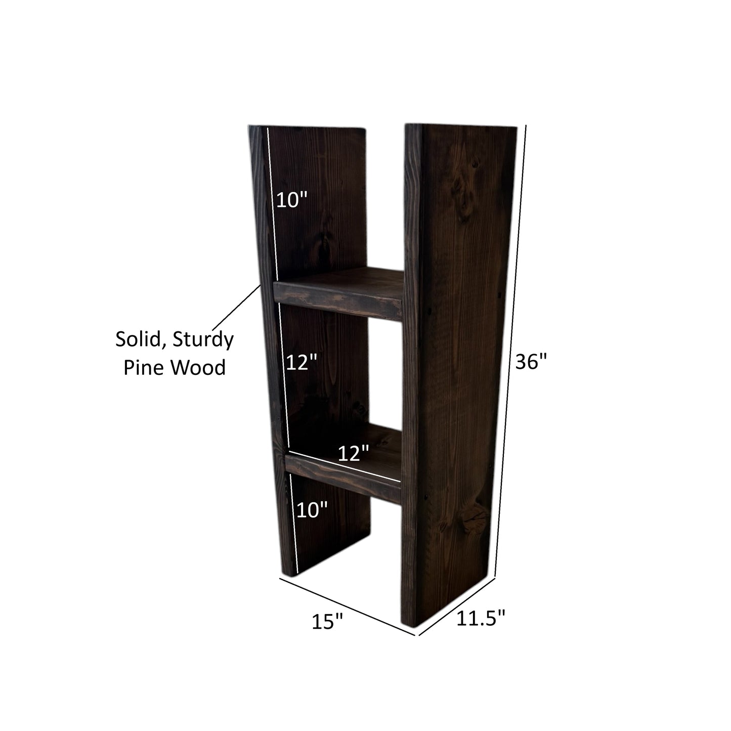 Rustic Solid Wood Bookcase and Plant Stand Shelf | Farmhouse Narrow Storage Tower for Living Room, Bedroom, Entryway, or Office