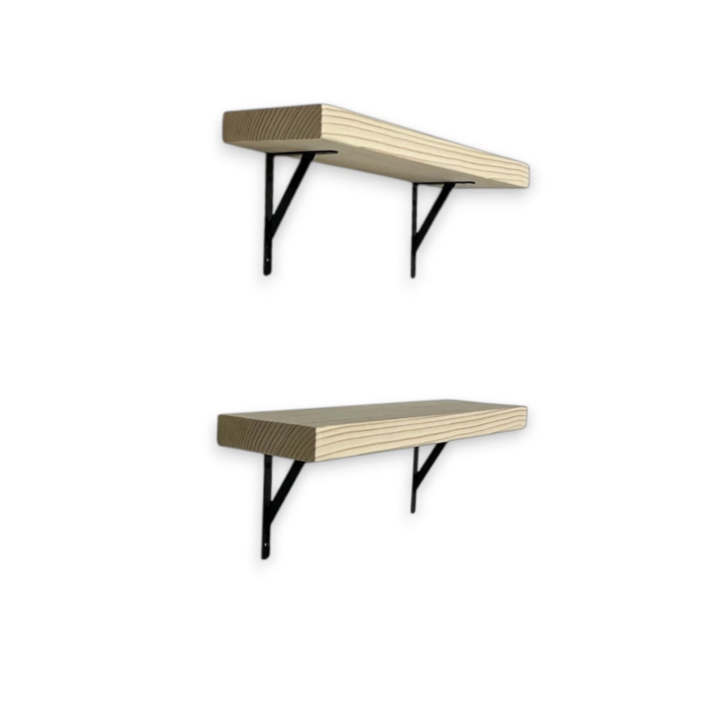 24 Inch Slim Metal Bracket Shelves (Set of 2) - Modern Wall Shelving