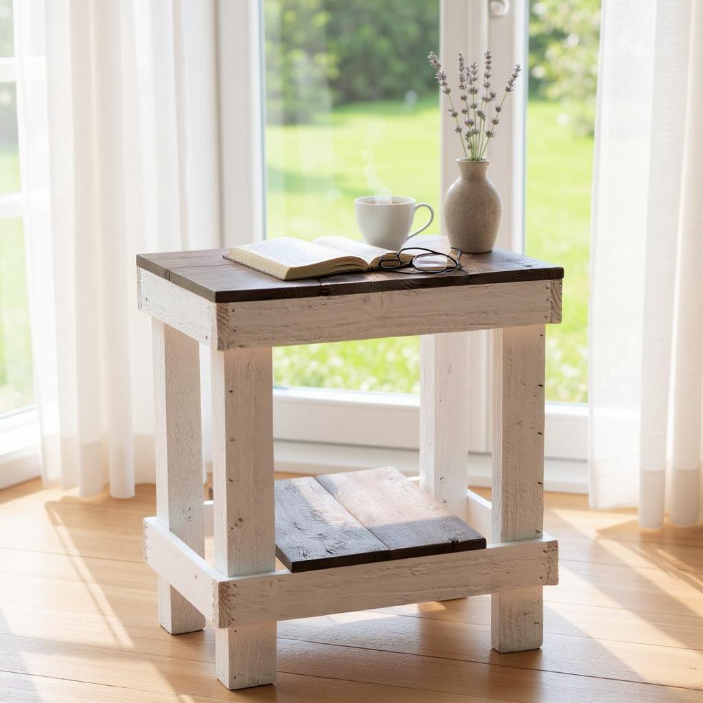 Rustic Farmhouse Slim Living Room End Table