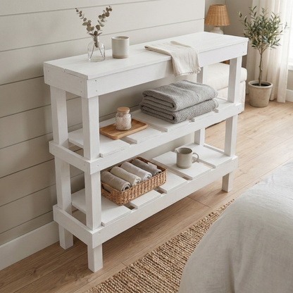 Rustic 3-tier Wooden Console Table: Handcrafted Entryway, Sofa, or Hallway Table – 3-Shelf Farmhouse Furniture