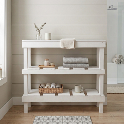 Rustic 3-tier Wooden Console Table: Handcrafted Entryway, Sofa, or Hallway Table – 3-Shelf Farmhouse Furniture