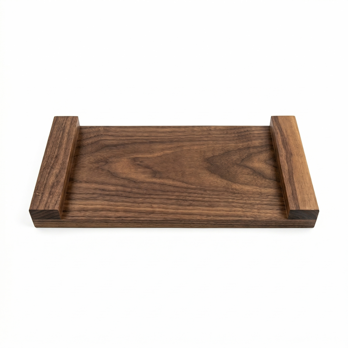 Solid Walnut Serving Tray for Coffee & Tea | 12-15” Length, 9-12” Usable Width | Easy-Grip Handles