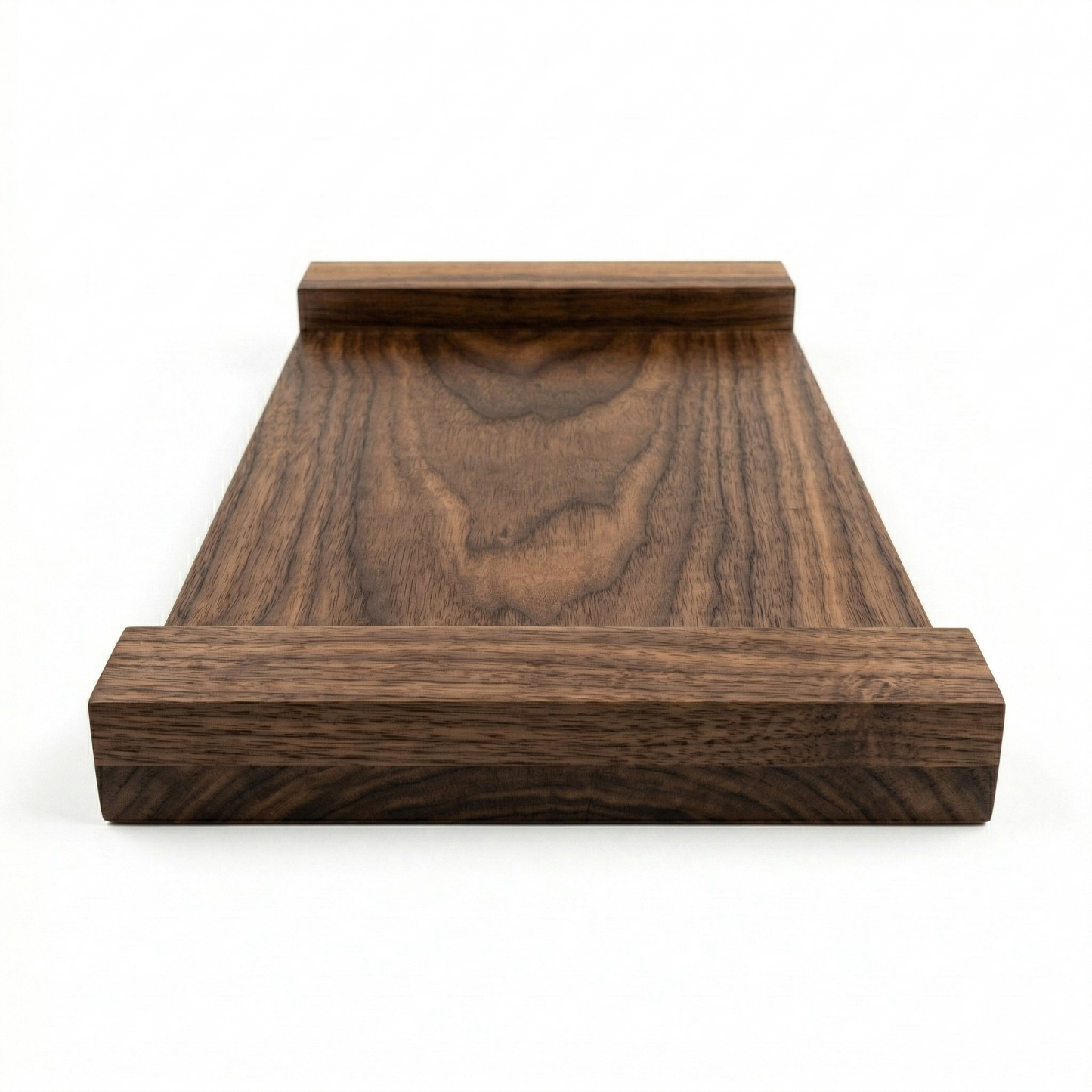 Solid Walnut Serving Tray for Coffee & Tea | 12-15” Length, 9-12” Usable Width | Easy-Grip Handles