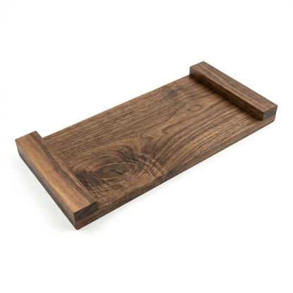 Solid Walnut Serving Tray for Coffee & Tea | 12-15” Length, 9-12” Usable Width | Easy-Grip Handles