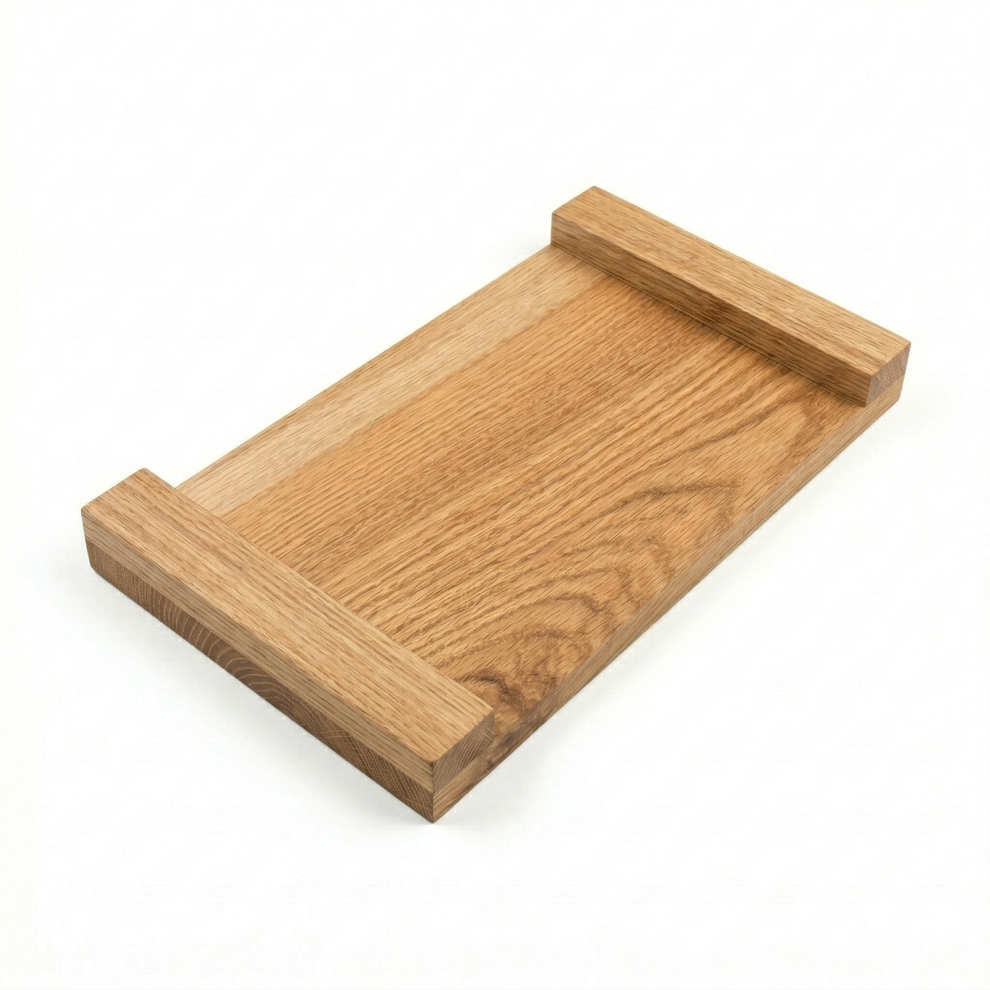 Solid Red Oak Serving Tray for Coffee & Tea | 12-15” Length, 9-12” Usable Width | Easy-Grip Handles