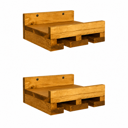 Solid Wood Wall Mounted Wine Rack with Stemware Shelf (Set of 2) - Cask & Timber: Handcrafted Floating Wine Racks with Glass Storage
