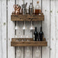 Set of 2 Wall Mounted Wine Racks with Side-Load Stemware Holder, Solid Wood Floating Shelves with Glass Storage