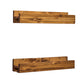 Set of 2 Wall Mounted Wine Racks with Side-Load Stemware Holder, Solid Wood Floating Shelves with Glass Storage