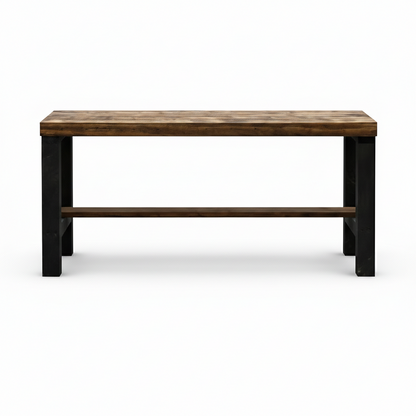 Rustic solid wood entryway bench in grey and white, handmade wood furniture with modern rustic style.