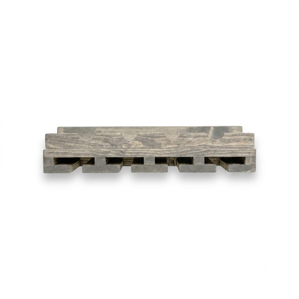 Bottle Holder + Stemware Storage Wine Rack: Cask & Timber All-in-One Wall Mounted Wine Station – Handcrafted Solid Wood