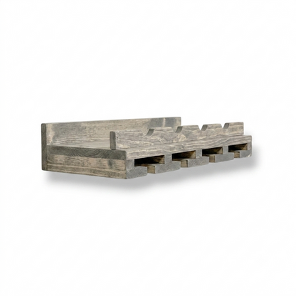 Bottle Holder + Stemware Storage Wine Rack: Cask & Timber All-in-One Wall Mounted Wine Station – Handcrafted Solid Wood