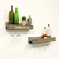 Set of 2 Wall Mounted Wine Racks with Side-Load Stemware Holder, Solid Wood Floating Shelves with Glass Storage