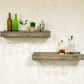Set of 2 Wall Mounted Wine Racks with Side-Load Stemware Holder, Solid Wood Floating Shelves with Glass Storage