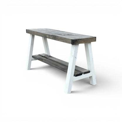 Farmhouse Olive Branch Solid Pine Wood Entry Bench: Handcrafted Rustic Entryway Seating – Solid Pine Wood Farmhouse Bench