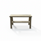 Solid wood furniture entryway bench with dark walnut top, white legs, and lower floating shelf in modern rustic style.