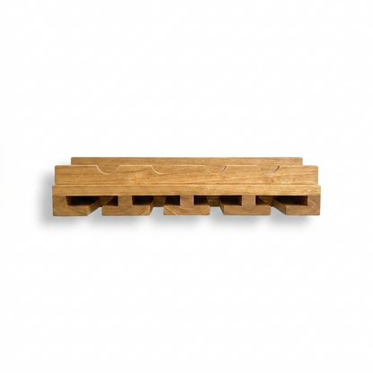 Bottle Holder + Stemware Storage Wine Rack: Cask & Timber All-in-One Wall Mounted Wine Station – Handcrafted Solid Wood