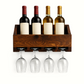 Solid wood handmade wall-mounted wine rack with floating shelf and hanging stemware holder in modern rustic style.
