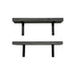 Two black wall shelves on a white background