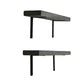 Two black wall-mounted shelves on a white background
