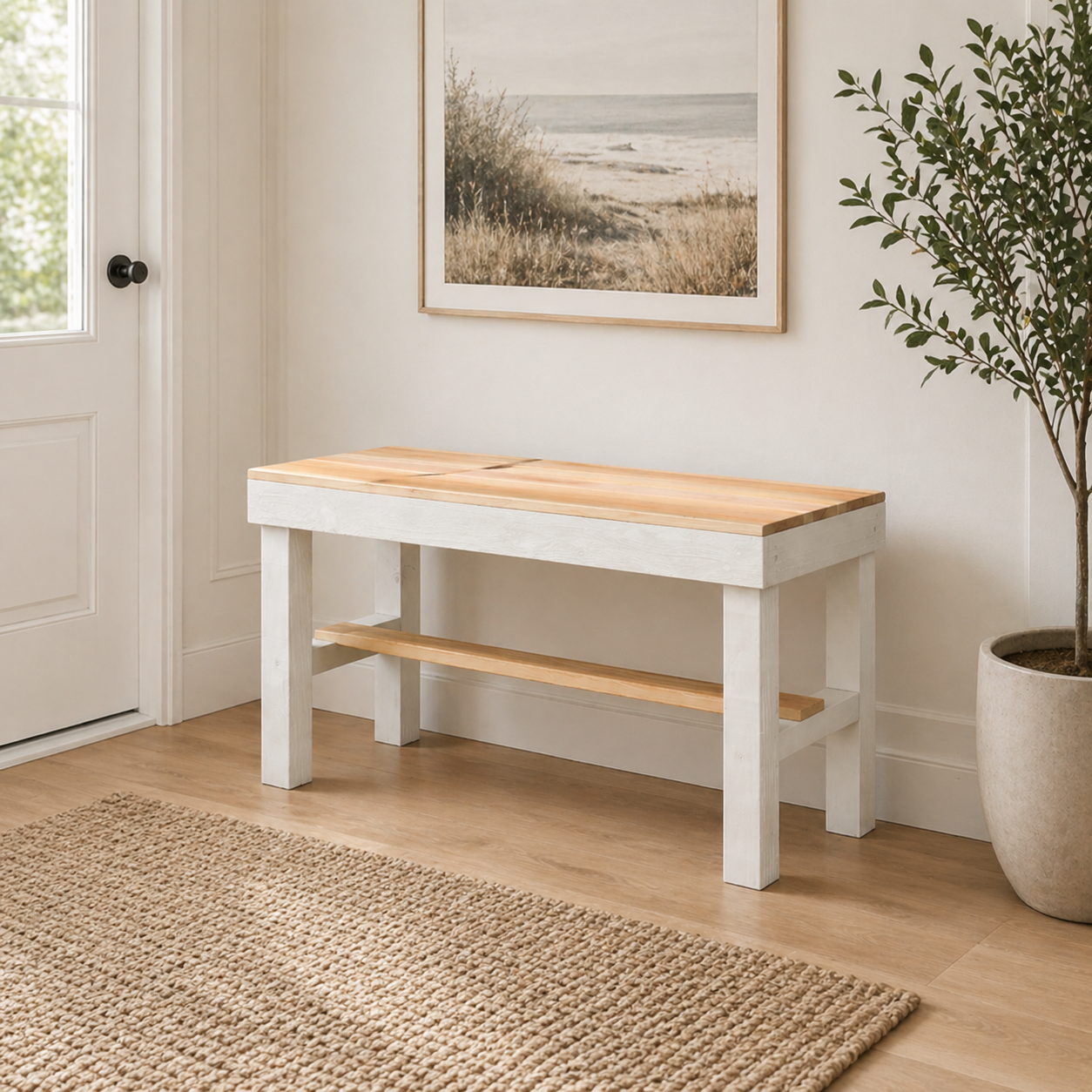 Rustic Wood Small Entryway Bench - Intrinsic Haven