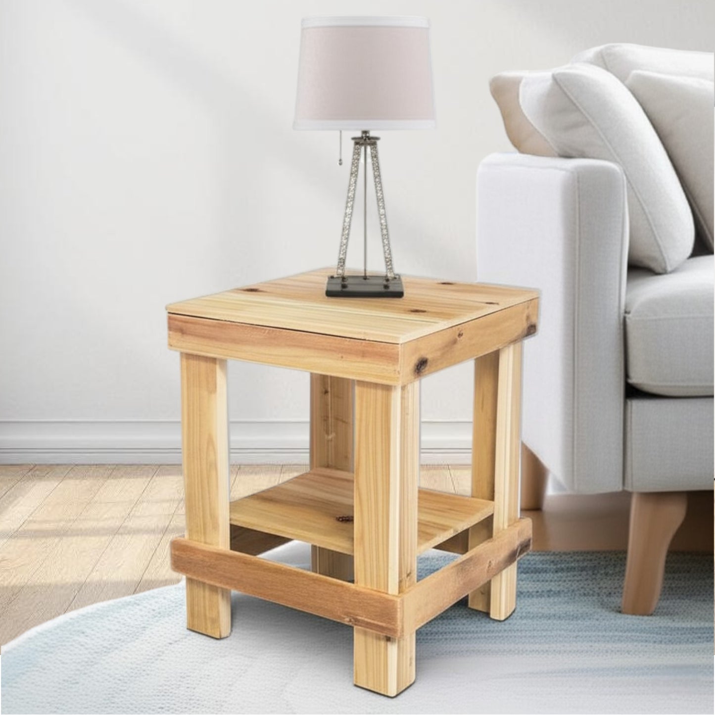 Rustic Farmhouse Slim Living Room End Table