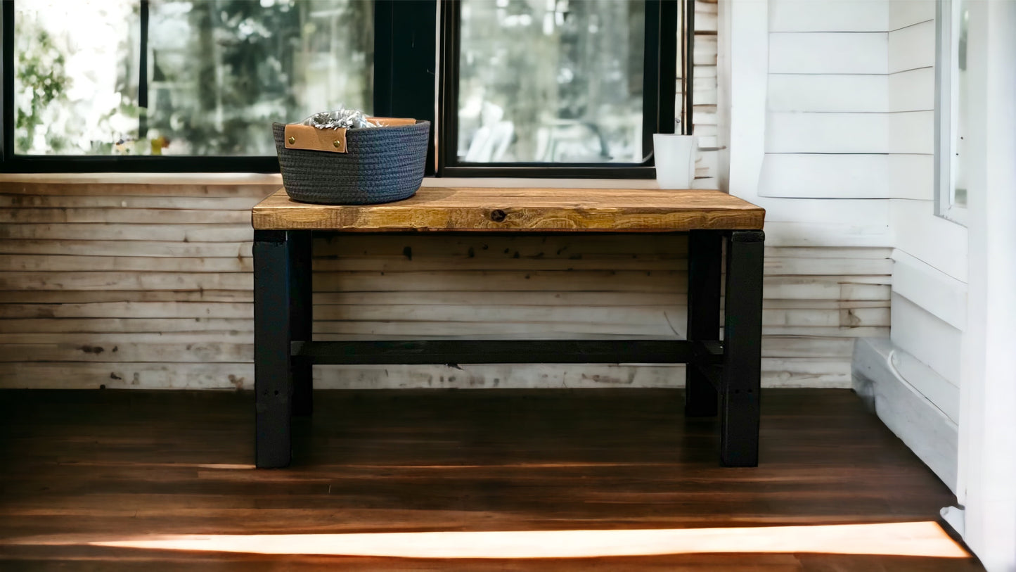 Rustic Bella Real Solid Wood Entryway Accent Bench