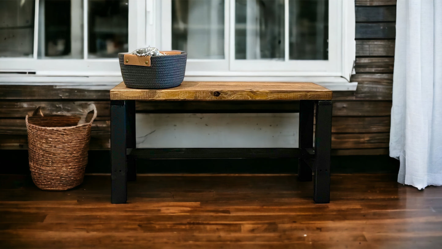 Rustic Bella Real Solid Wood Entryway Accent Bench