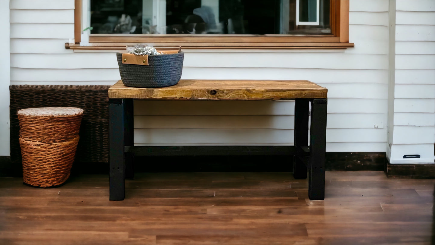 Rustic Bella Real Solid Wood Entryway Accent Bench