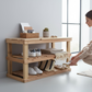 Rustic Wood Entryway Two-Tier Shoe Rack Bench