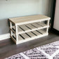 Rustic Wood Entryway Two-Tier Shoe Rack Bench