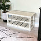 Rustic Wood Entryway Two-Tier Shoe Rack Bench