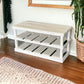 Rustic Wood Entryway Two-Tier Shoe Rack Bench