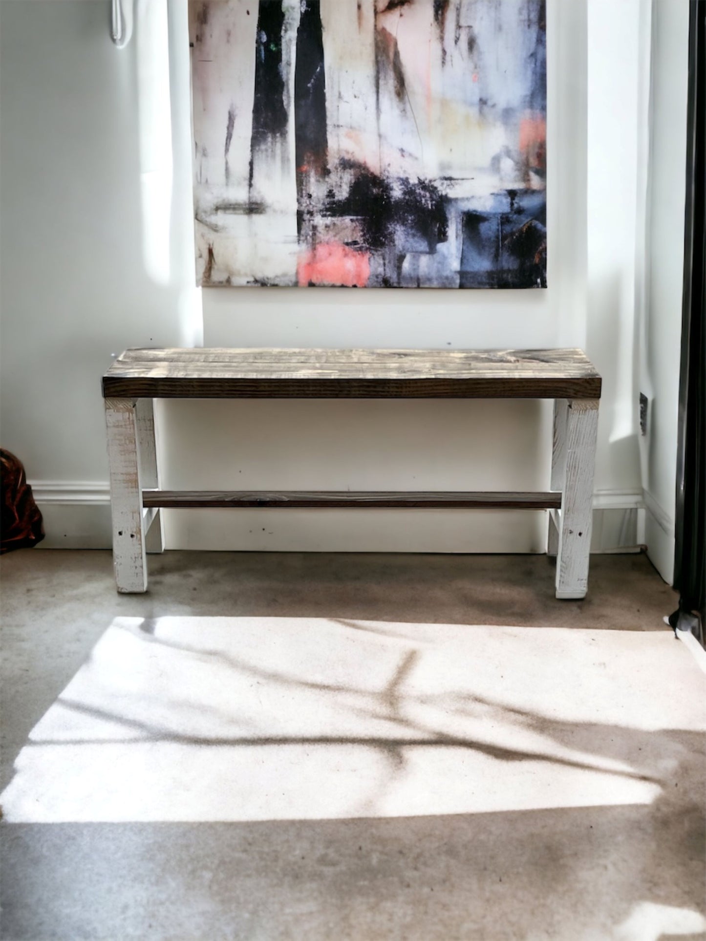 Rustic Bella Real Solid Wood Entryway Accent Bench
