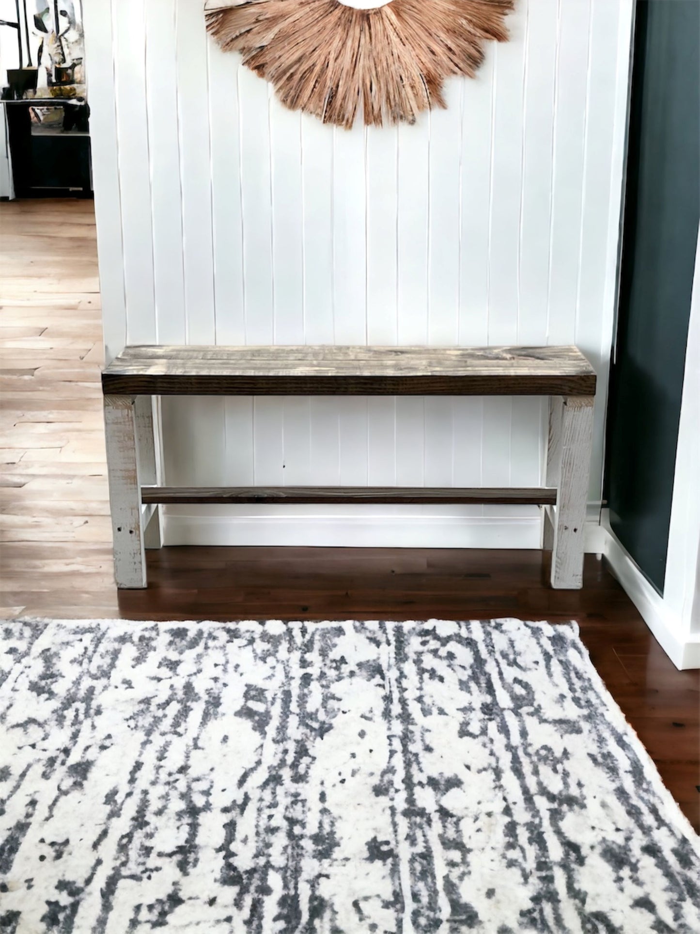 Rustic Bella Real Solid Wood Entryway Accent Bench
