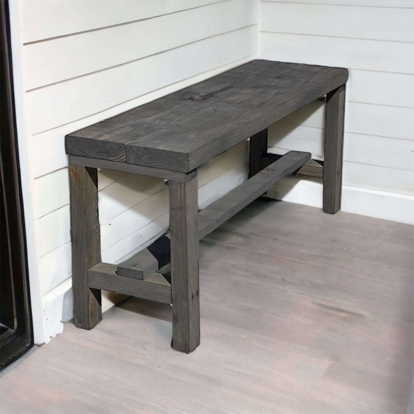 Rustic Bella Real Solid Wood Entryway Accent Bench