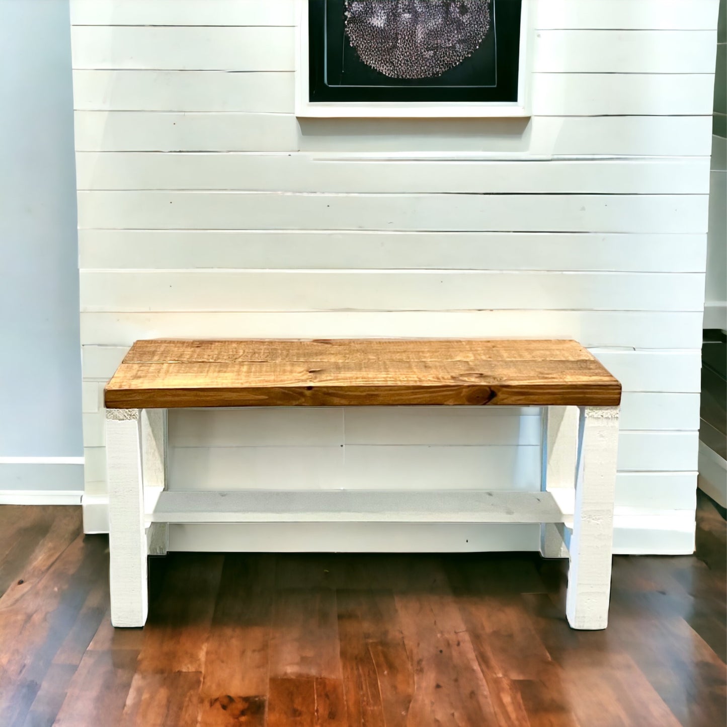 Rustic Bella Real Solid Wood Entryway Accent Bench