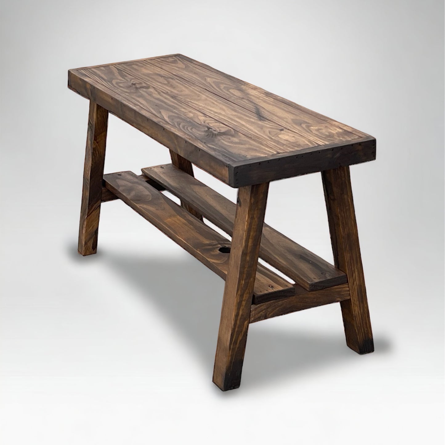 Farmhouse Olive Branch Solid Pine Wood Entry Bench: Handcrafted Rustic Entryway Seating – Solid Pine Wood Farmhouse Bench