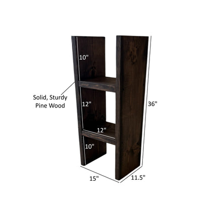 Rustic Solid Wood Bookcase and Plant Stand Shelf | Farmhouse Narrow Storage Tower for Living Room, Bedroom, Entryway, or Office