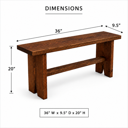 Timberline Entry Bench | Handmade Solid Wood Farmhouse Bench | Rustic Bedroom, Entryway & Hallway Seating