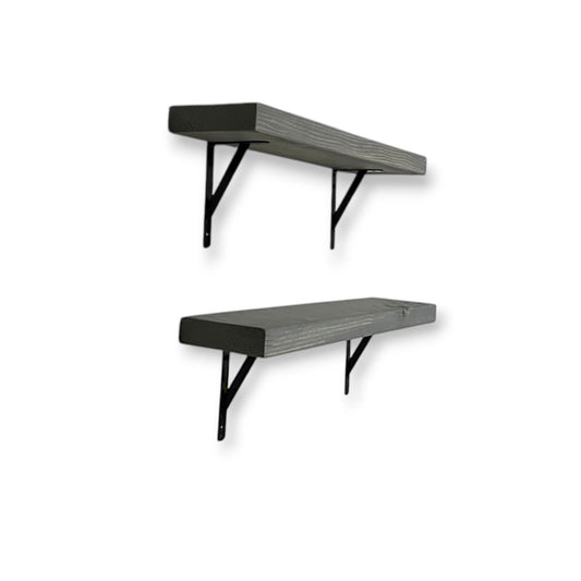 24 Inch Slim Metal Bracket Shelves (Set of 2) - Modern Wall Shelving