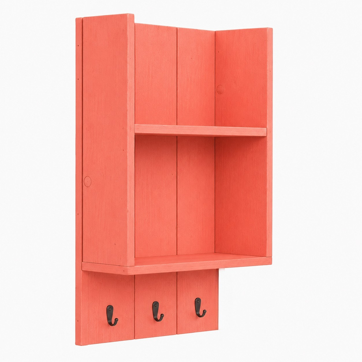 Burkstone Bathroom Shelf with Hooks | Rustic Wall Storage Organizer