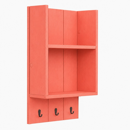 Burkstone Bathroom Shelf with Hooks | Rustic Wall Storage Organizer